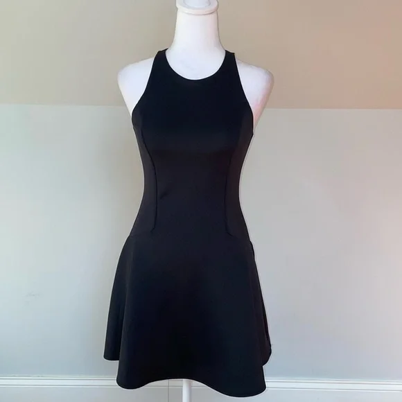 what is a scuba fit dress Xscape Women's Strapless Mixed-Media Fit & Flare Dress - Black